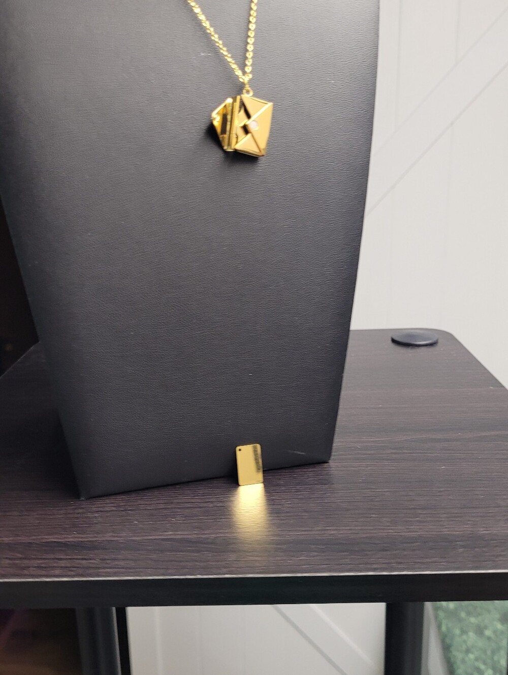 Gold Tone Envelope Locket Necklace
